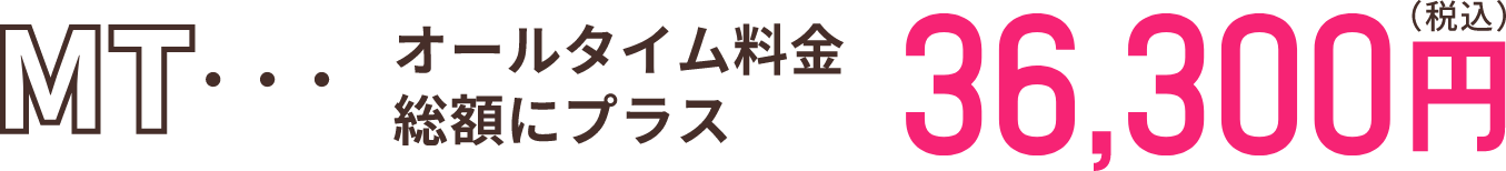 MT オールタイム料金総額にプラス 税込36,300円